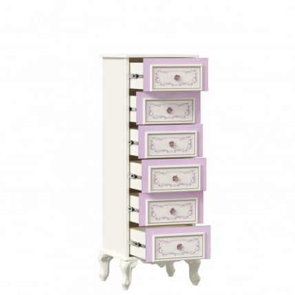 Комод высокий с 6 ящиками Маркиза ЛД 517.085.000 Алебастр_1