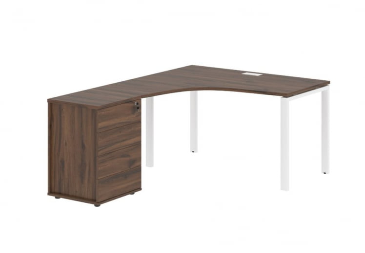 Стол эргономичный с тумбой левый EDIS EUCET 1318 L Дуб Денвер темный Белый_0