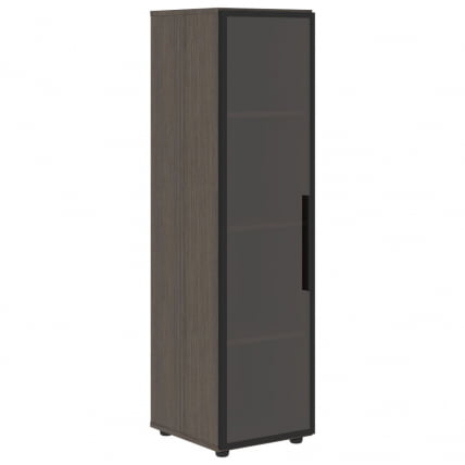 Шкаф-колонка со стеклянной дверью в металлической раме (левый) ВЕЛИОН ВМCС 40.2 Л Дуб Сильвер / VELION VMCS L_0