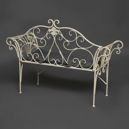 Скамья Secret de Maison BEAUJOLAIS + подушка (mod. PL08-8574) металл, 136х46х96см, белый антик (antique white)_4
