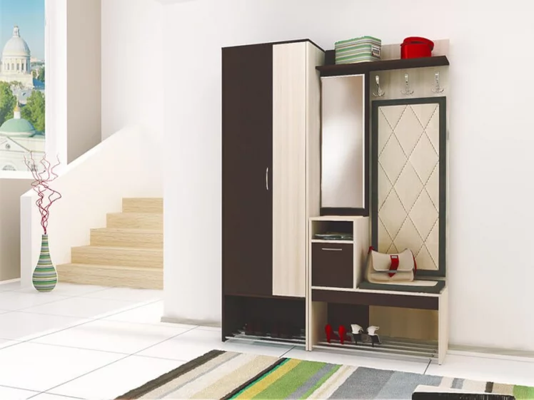 Комплект мебели для прихожей Ольга 01 Ясень шимо светлый Венге_0