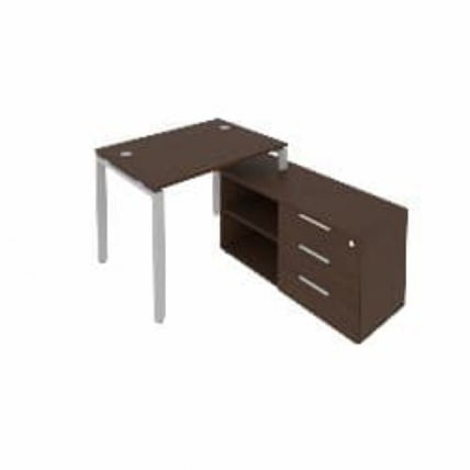 Рабочая станция на П-образном м/к с опорной тумбой правая Metal System БП.РС-СТС-2.1 Пр Венге/Серый_0