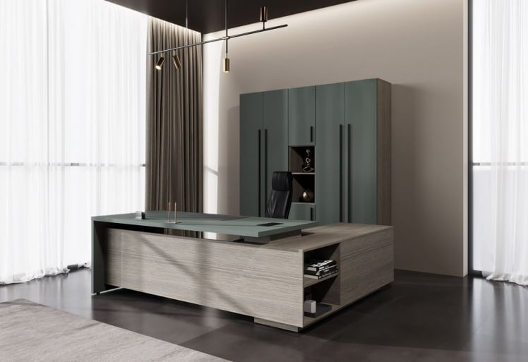 Кабинет руководителя VELION №1 Нефрит Дуб Сильвер_0