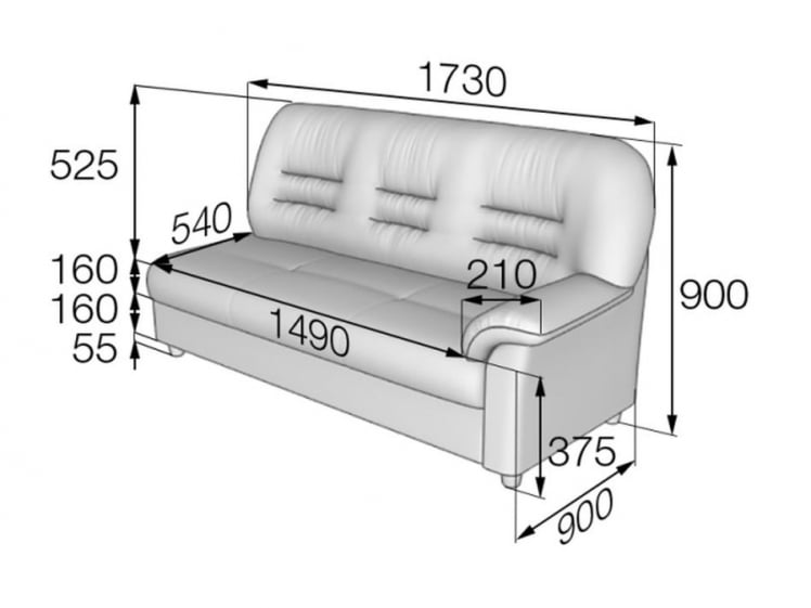 Диван трехместный подлокотник левый Премьер V-100/11_1