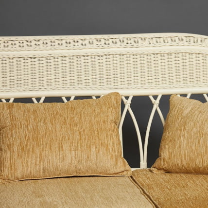 Комплект для отдыха MICHELLE ( стол со стеклом+ диван + 2 кресла + подушки) TCH White (белый), Ткань рубчик, цвет кремовый_13