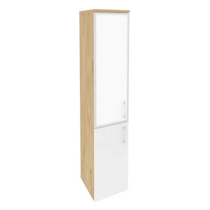 Шкаф высокий узкий левый ONIX O.SU-1.2R(L) white Тиквуд Светлый/Белый_0