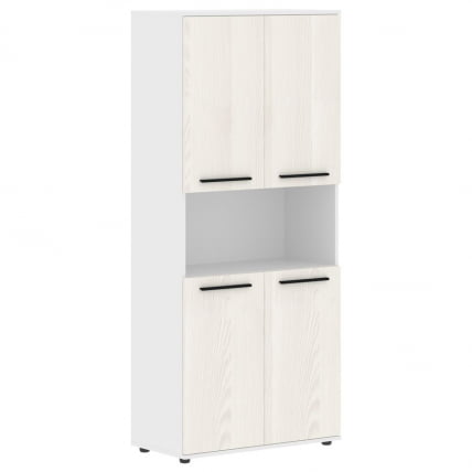 Шкаф с двумя комплектами глухих малых дверей ЕДИС ЕХCС 85.4 Ясень Траун Черный Белый / EDIS EHCS_0