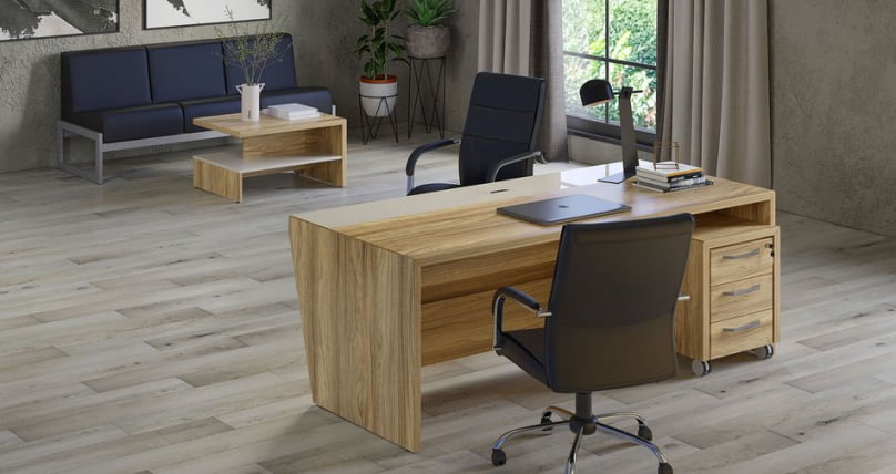 Стол руководителя прямой без тумбы Corner COR.SR-20 Гикори Песочный Ваниль_2