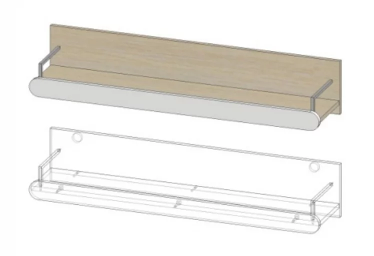 Полка навесная Палермо Юниор 03 Ясень шимо светлый Белый глянец_0