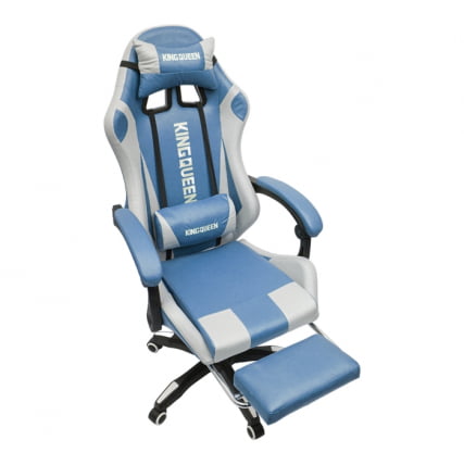 Кресло 907 KINGQUEEN, замша, цвет синий с массажем, арт 907-Blue_4