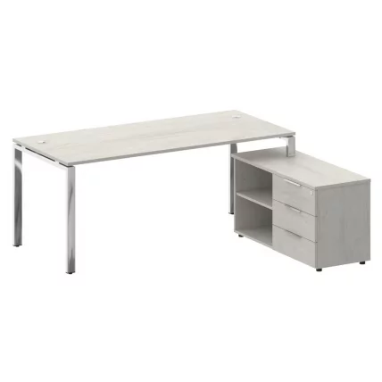 Стол рабочий руководителя с опорной тумбой левый METAL SYSTEM DIRECT БГ.СРТ-5.8 Пр Дуб Наварра_0