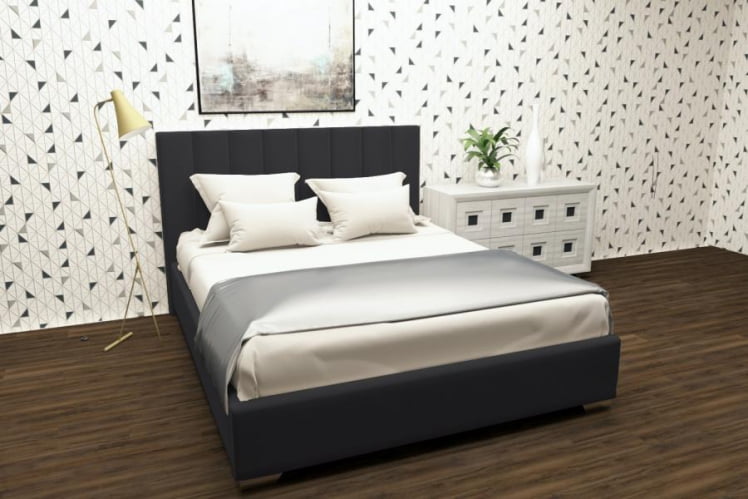 Мягкая интерьерная кровать Терра с ортопедическим основанием Цвет фасада: Темно серый; Материал фасада: Металл/Велюр; Спальное место: 1200х2000 мм_0