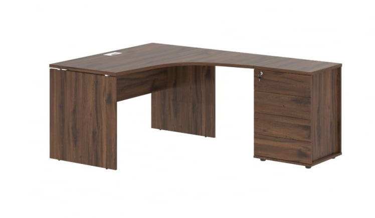 Стол эргономичный с тумбой правый EDIS EDCET 1518 R Дуб Денвер темный Белый_0