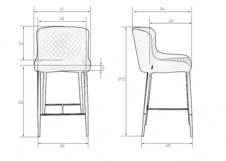 Стул полубарный DOBRIN CHRISTIAN 65 Темно-серый велюр V108-91_9