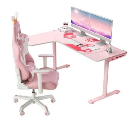 Стол письменный (для компьютера) угловой ЕУРЕКА ЕРК-Л60Р-ПК-В2 (правый), розовый / EUREKA ERK-L60R-PK-V2_5