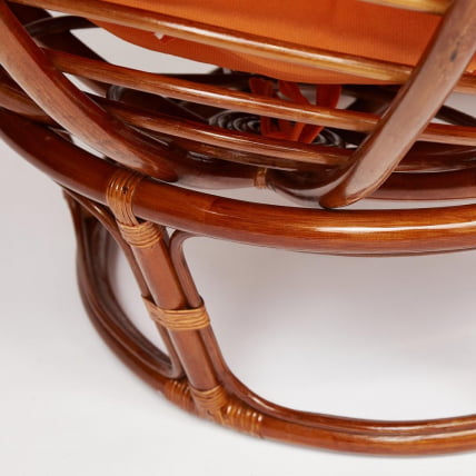 Кресло PAPASAN 23/01 W /с подушкой/ диаметр подушки 122 см, 115х101х104 см, Pecan (орех), ткань Оранжевый, С 23_4