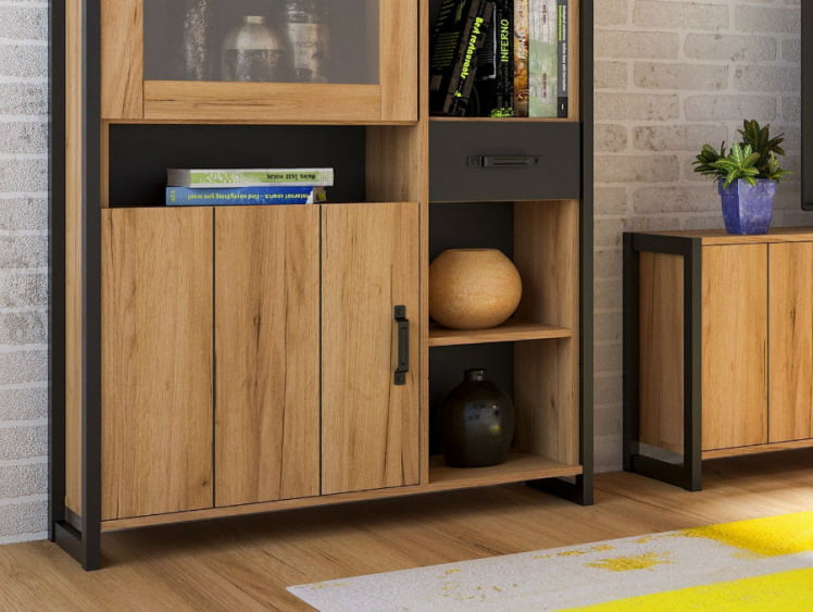 Гостиная Техно №1 Дуб золотой/Чёрный_1