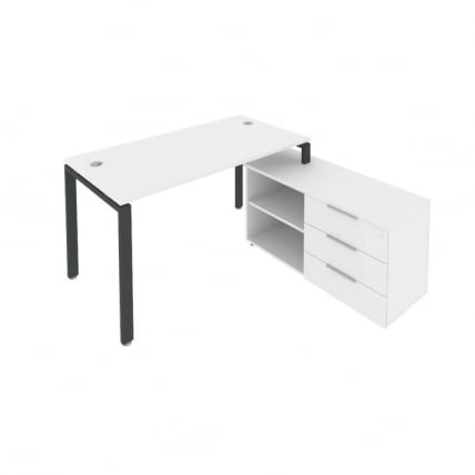 Рабочая станция на П-образном м/к с опорной тумбой правая Metal System Б.РС-СТС-2.3 Пр Белый/Антрацит_0