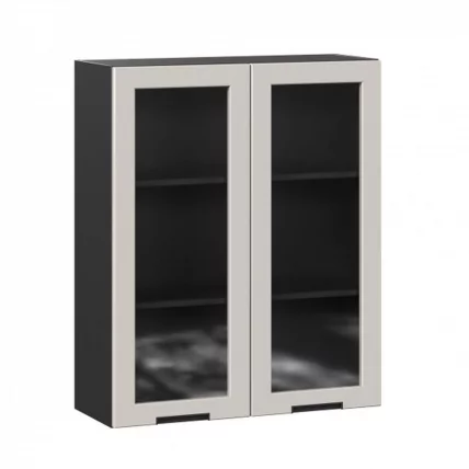 Шкаф кухонный 800 высокий со стеклом Джамис ЛД 296.460.000.156 Черный Кашмир_0