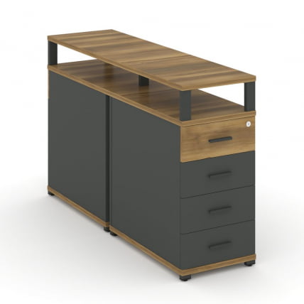 Тумба двухсторонняя опорная приставная с 4-мя ящиками и надставкой CONCEPT CN.DTGO-003 B/W Сандал Янтарный Антрацит_0