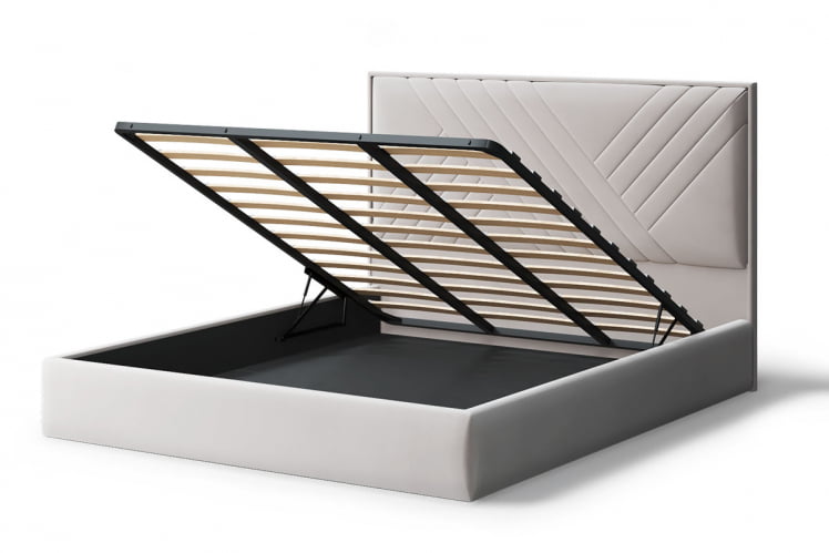 Кровать МИРА 2000*1600мм (без опор), велюр НЕО 02 (бежевый), (б/основания, б/матраса) / NEO_2