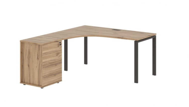 Стол эргономичный с тумбой левый EDIS EUCET 1518 L Дуб Денвер светлый Мокко_0