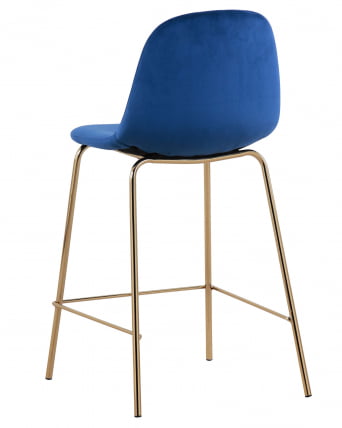 Стул полубарный Валенсия велюр Синий золотые ножки_5