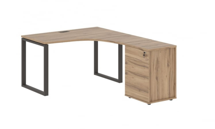 Стол эргономичный с тумбой правый EDIS EQCET 1318 R Дуб Денвер светлый Мокко_0