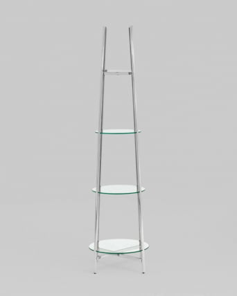 Стеллаж Ланс прозрачное стекло сталь Серебро_4