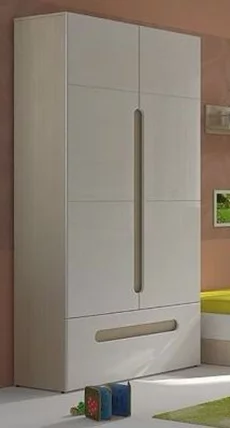 Шкаф двустворчатый с ящиками Палермо Юниор 07 Ясень шимо светлый Белый глянец_4