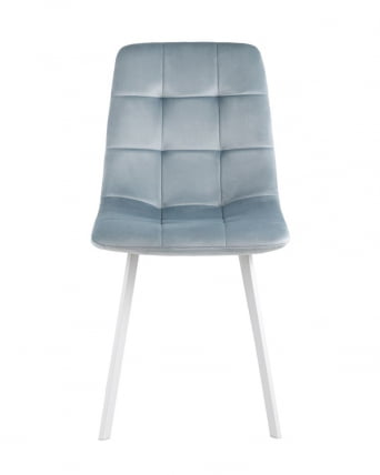 Комплект из двух стульев Chilly велюр серо-голубой ножки металл белые_4