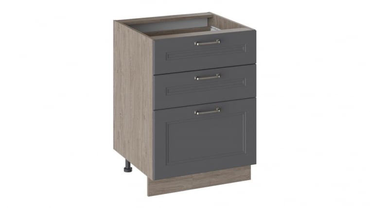 Шкаф напольный с 3-мя ящиками Одри Н3Я(Т)_72-60_3Я Дуб Сонома трюфель/Серый шелк_0