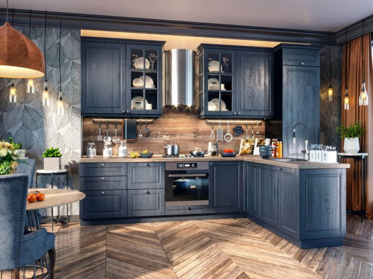 Тумба кухонная 800 с 3 ящиками ЛЮКС (5) Мокка ЛД 274.200.000.138 Черная Дуб фактурный антрацит_2