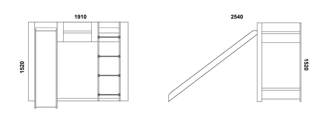 Кровать одноярусная №6 с горкой и игровой зоной Дуб молочный/Серый_1