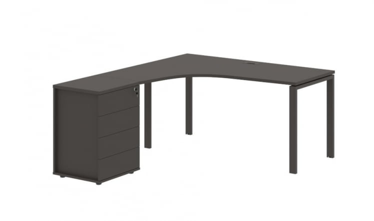 Стол эргономичный с тумбой левый EDIS EUCET 1518 L Мокко_0