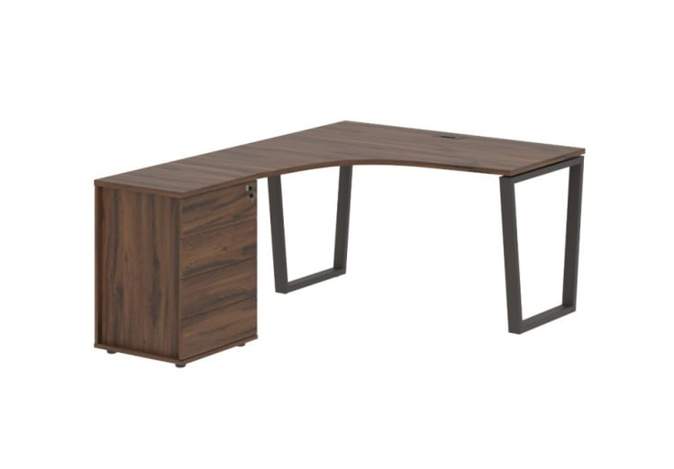 Стол эргономичный с тумбой левый ЕДИС ЕВCЕТ 1318 Л Дуб Денвер темный Мокко / EDIS EVCET L_0