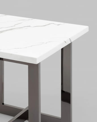 Журнальный столик Нэйтан 61*61 белый мрамор сталь Темный хром_5