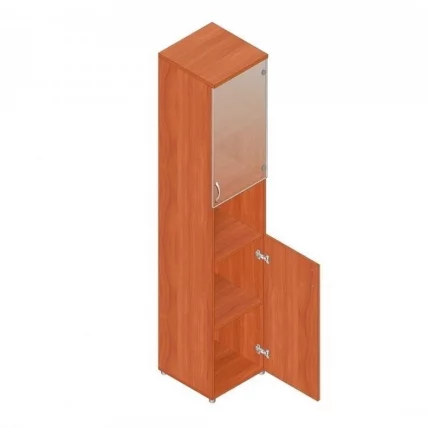 Шкаф для документов узкий с тонированными стеклами Р.П-4СТ вишня Оксфорд_0
