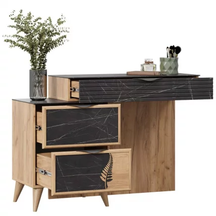 Стол туалетный Шелли ЛД 692.070.000 Дуб золотой Камень Пьетра чёрный_3