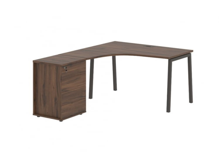 Стол эргономичный с тумбой (левый) ЕДИС ЕЛCЕТ 1318 Л Дуб Денвер темный Мокко / EDIS ELCET L_0
