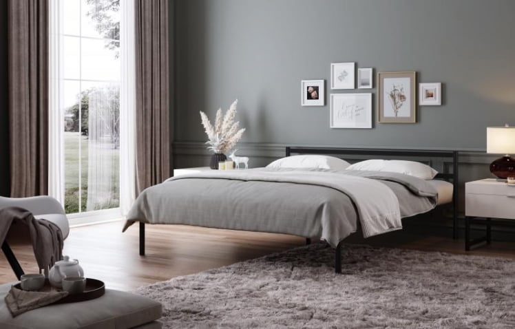 Кровать Мета с ортопедическими латами Цвет фасада: Чёрный; Цвет корпуса: Чёрный; Материал фасада: Металл; Размер: 1600х2000 мм; Спальное место: 1600х2000 мм _0