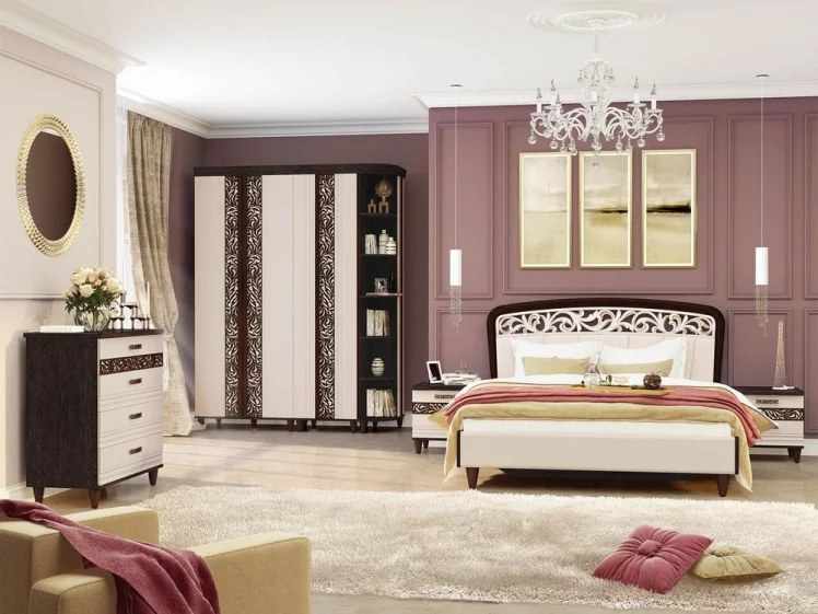 Кровать с подъемным механизмом 160*200 Катрин 92.21 Дуб венге Белый песок Санчо крем_5