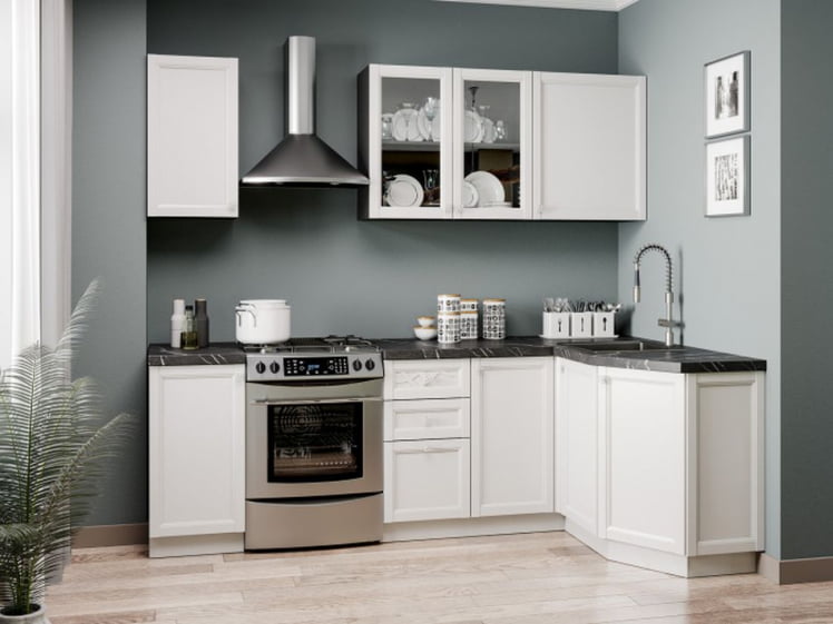 Шкаф кухонный 600 высокий со стеклом Джулия ЛД 284.450.000.172 Черный Белый_2