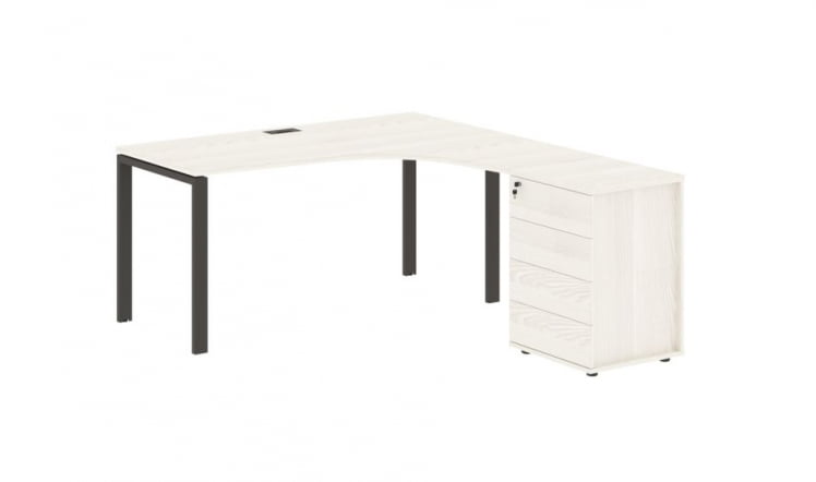 Стол эргономичный с тумбой правый EDIS EUCET 1518 R Ясень Траун Мокко_0