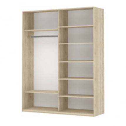 Шкаф-купе двухдверный Прайм 1200 ДСП/Белое стекло Дуб сонома_1
