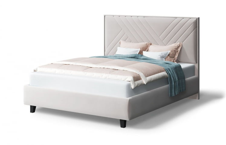 Кровать МИРА 2000*1600мм (на опорах), велюр НЕО 02 (бежевый), (б/основания, б/матраса) / NEO_0