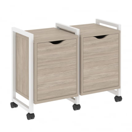 Тумба на колесных опорах наборная. Вариант №2 LOFT VR.L-TN-2.K Металл белый Дуб Аттик_0