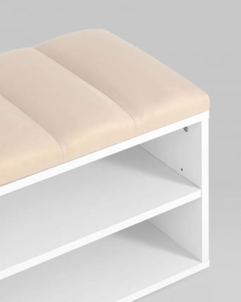 Обувница Хольст белая велюр Бежевый_2