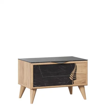Тумба прикроватная правая Шелли ЛД 692.030.000 Дуб золотой Камень Пьетра чёрный_0