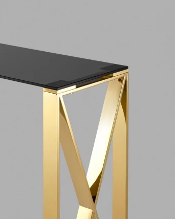 Консоль КРОСС 115x30 Золото (стекло smoke)_4